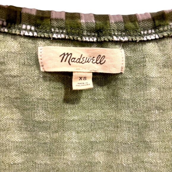 MADEWELL Jacquard Puff-Sleeve Dress in Gingham, Green and white, size XS - Picture 4 of 10